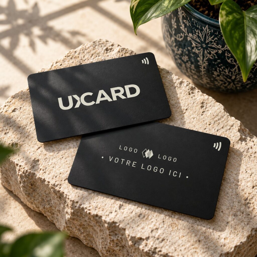 Carte de visite NFC UXCard dans un porte-cartes